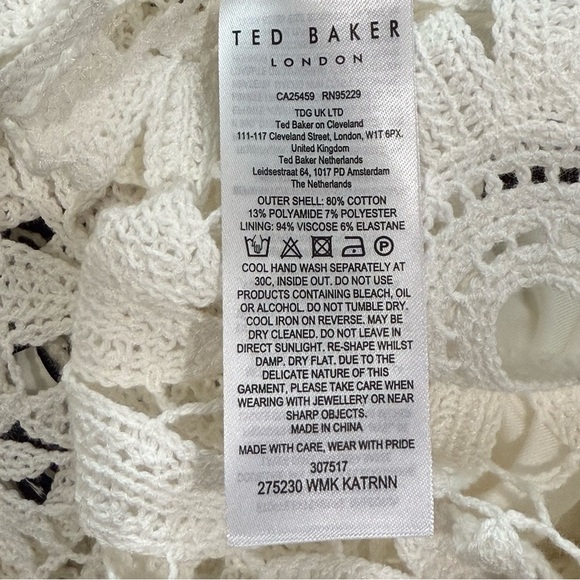 Ted Baker London Ivory KATRNN Crochet Sleeveless Lined Top Size Ted 4 US 10 NWT - Picture 14 of 15